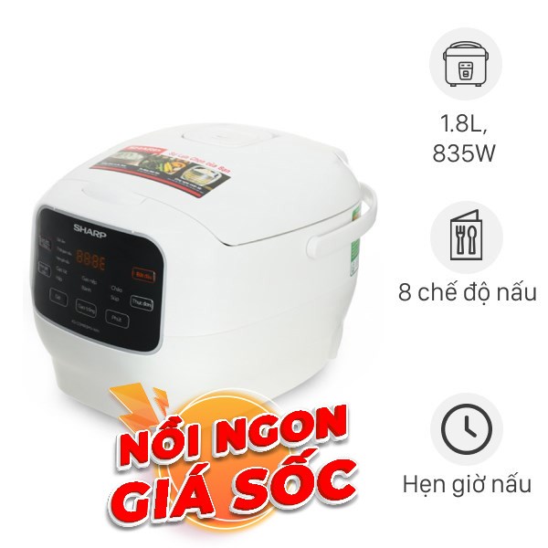 Nồi cơm điện tử Sharp 1.8 lít KS-COM183MV-WH